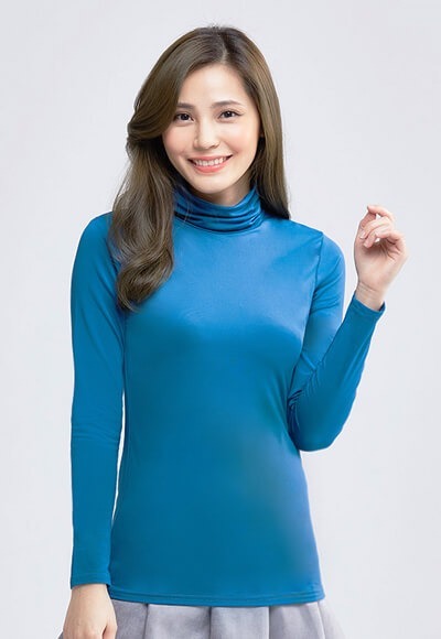MIT溫灸刷毛高領發熱衣(翡翠藍 女S-2XL) MIT溫灸刷毛高領發熱衣(翡翠藍 女S-2XL)