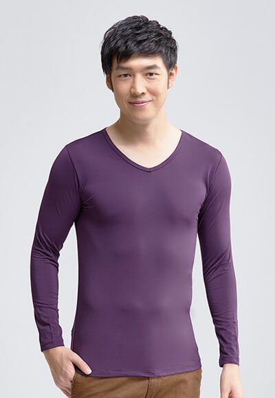MIT溫灸刷毛V領發熱衣(羅蘭紫 男S-3XL) MIT溫灸刷毛V領發熱衣(羅蘭紫 男S-3XL)