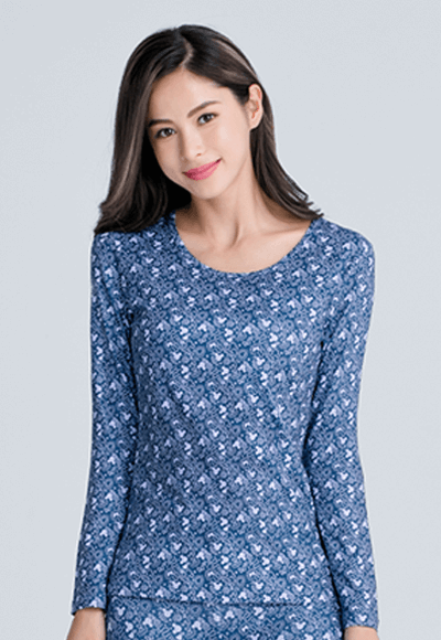 插畫米奇溫灸刷毛圓領發熱衣(藍紫色 女S-2XL) 插畫米奇溫灸刷毛圓領發熱衣(藍紫色 女S-2XL)