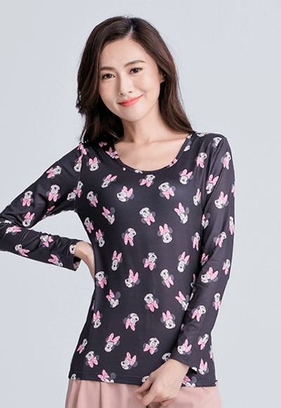 俏皮米妮溫灸刷毛圓領發熱衣(經典黑 女S-2XL) 俏皮米妮溫灸刷毛圓領發熱衣(經典黑 女S-2XL)