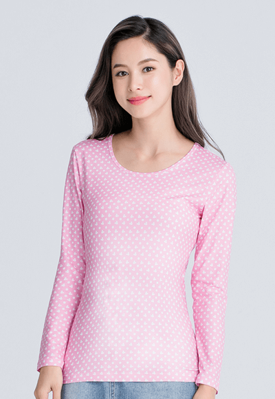 米奇點點溫灸刷毛圓領發熱衣(粉白色 女S-2XL) 米奇點點溫灸刷毛圓領發熱衣(粉白色 女S-2XL)