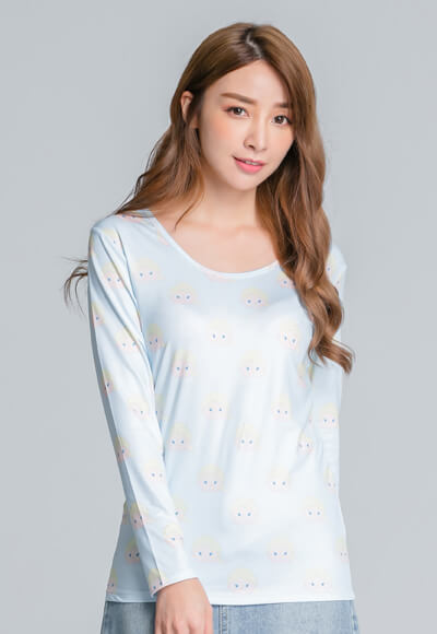可愛TsumTsum溫灸刷毛圓領發熱衣(艾莎藍 女S-2XL) 可愛TsumTsum溫灸刷毛圓領發熱衣(艾莎藍 女S-2XL)