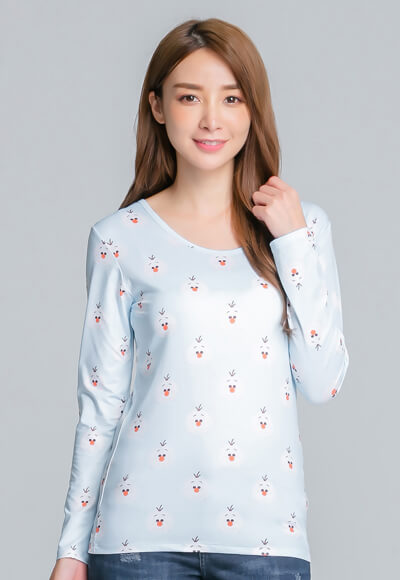 可愛TsumTsum溫灸刷毛圓領發熱衣(雪寶藍 女S-2XL) 可愛TsumTsum溫灸刷毛圓領發熱衣(雪寶藍 女S-2XL)