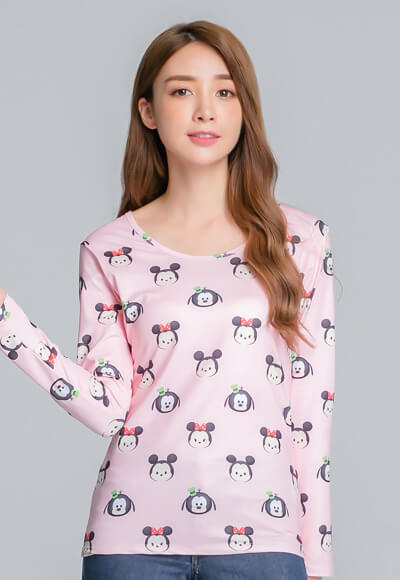 家族TsumTsum溫灸刷毛圓領發熱衣(米奇粉 女S-2XL) 家族TsumTsum溫灸刷毛圓領發熱衣(米奇粉 女S-2XL)