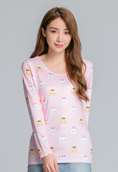 家族TsumTsum溫灸刷毛圓領發熱衣(愛麗絲粉 女S-2XL) 家族TsumTsum溫灸刷毛圓領發熱衣(愛麗絲粉 女S-2XL)