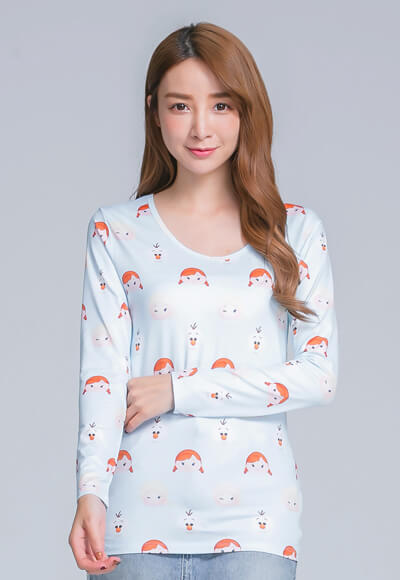 家族TsumTsum溫灸刷毛圓領發熱衣(艾莎藍 女S-2XL) 家族TsumTsum溫灸刷毛圓領發熱衣(艾莎藍 女S-2XL)