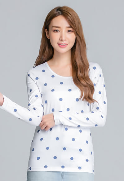 水樣點點溫灸刷毛圓領發熱衣(純淨白 女S-2XL) 水樣點點溫灸刷毛圓領發熱衣(純淨白 女S-2XL)