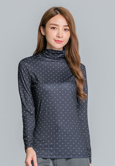 水玉點點溫灸刷毛高領發熱衣(經典黑 女S-2XL) 水玉點點溫灸刷毛高領發熱衣(經典黑 女S-2XL)
