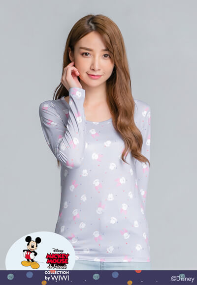 熟睡米奇米妮溫灸刷毛圓領發熱衣(星砂灰 女S-2XL) 熟睡米奇米妮溫灸刷毛圓領發熱衣(星砂灰 女S-2XL)