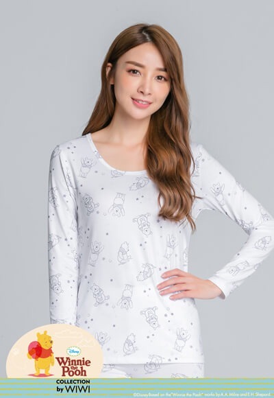 星空維尼溫灸刷毛圓領發熱衣(純淨白 女S-2XL) 星空維尼溫灸刷毛圓領發熱衣(純淨白 女S-2XL)