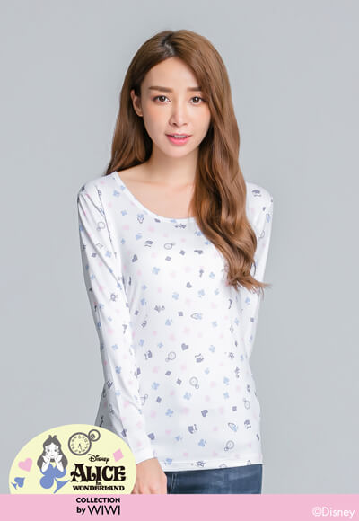 撲克Alice溫灸刷毛圓領發熱衣(純淨白 女S-2XL) 撲克Alice溫灸刷毛圓領發熱衣(純淨白 女S-2XL)